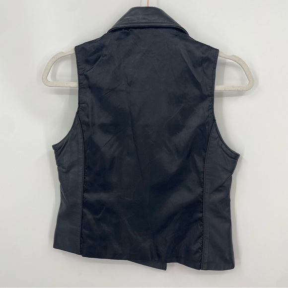 Vtg Neiman Marcus NM essentials Leather Vest gold buttons Sz S - Picture 3 of 5